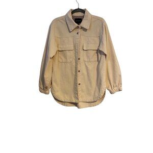 Velvet Heart Shacket Women’s S Cream Corduroy Button Up Shirt Pockets Casual Y2K